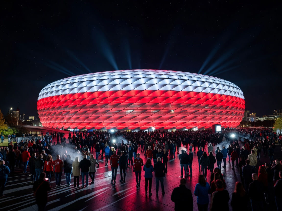 Allianz Arena illuminated in Munich for Champions League match