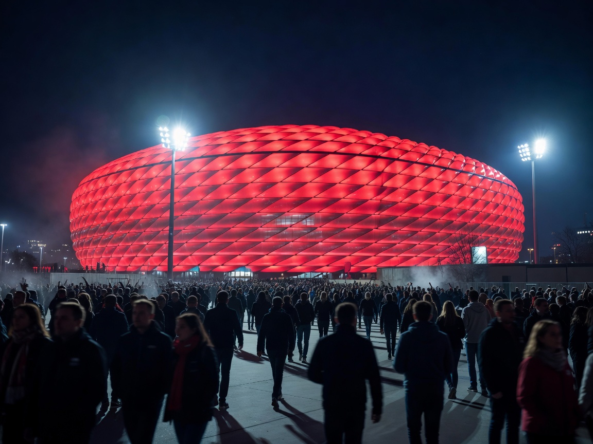 Allianz Arena night match atmosphere in Munich